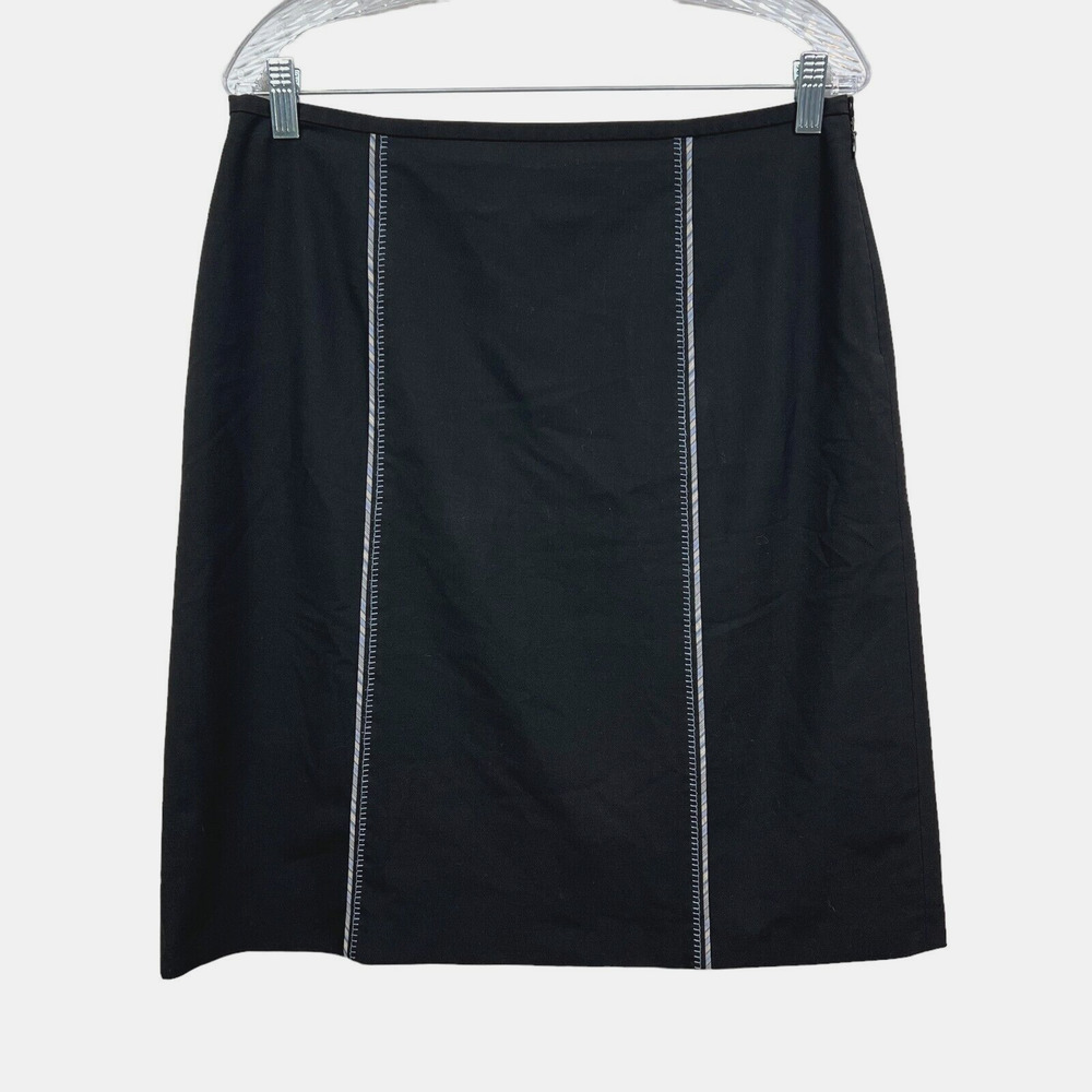 Ann Taylor Loft Womens A Line Skirt Trim Stitch Detail Lined Zip Black Sz 12*
